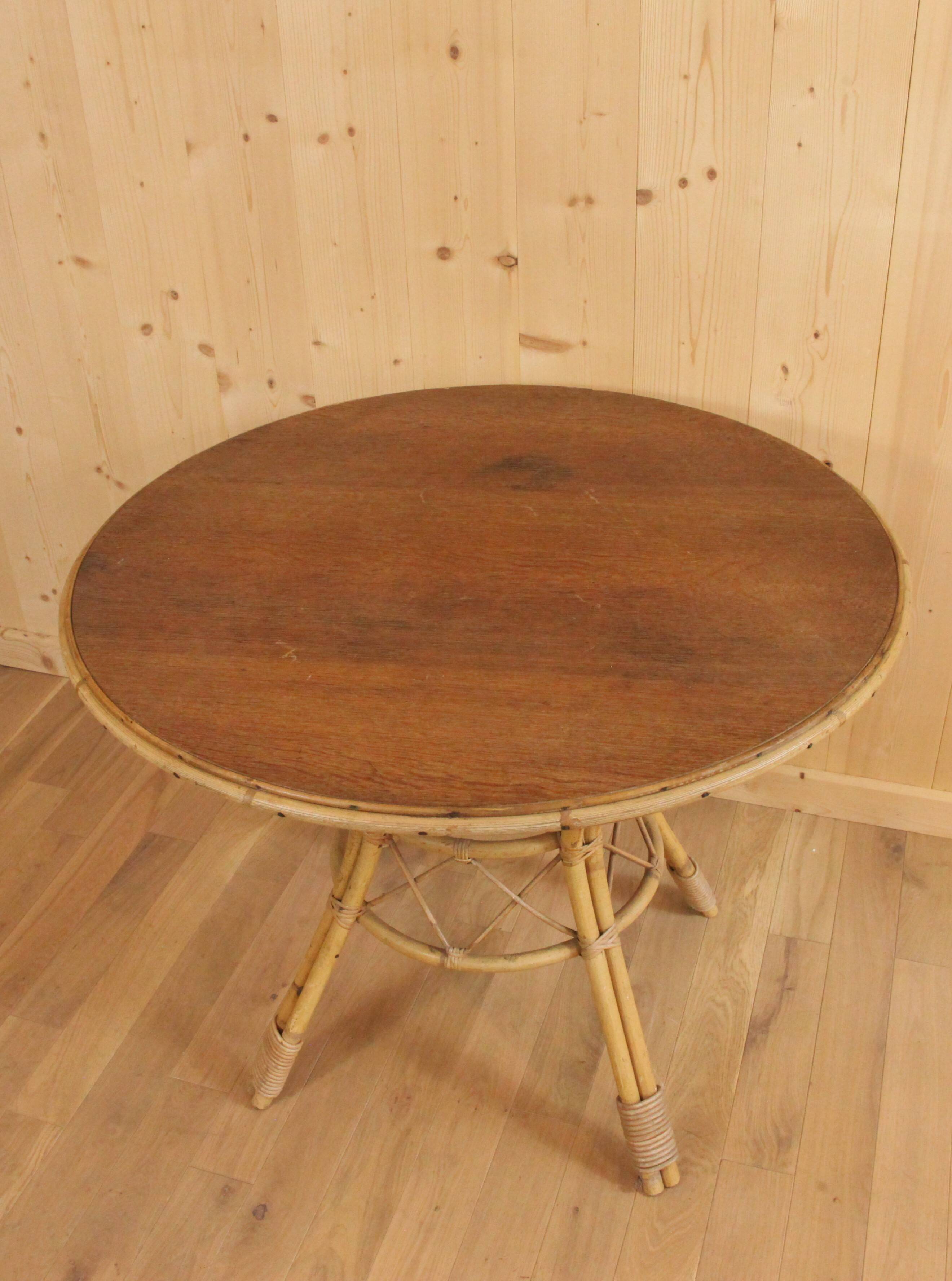 Rattan and wood dining table