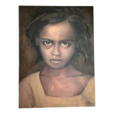 Portrait par Heidi Vanlerberghe peinture sur panneau