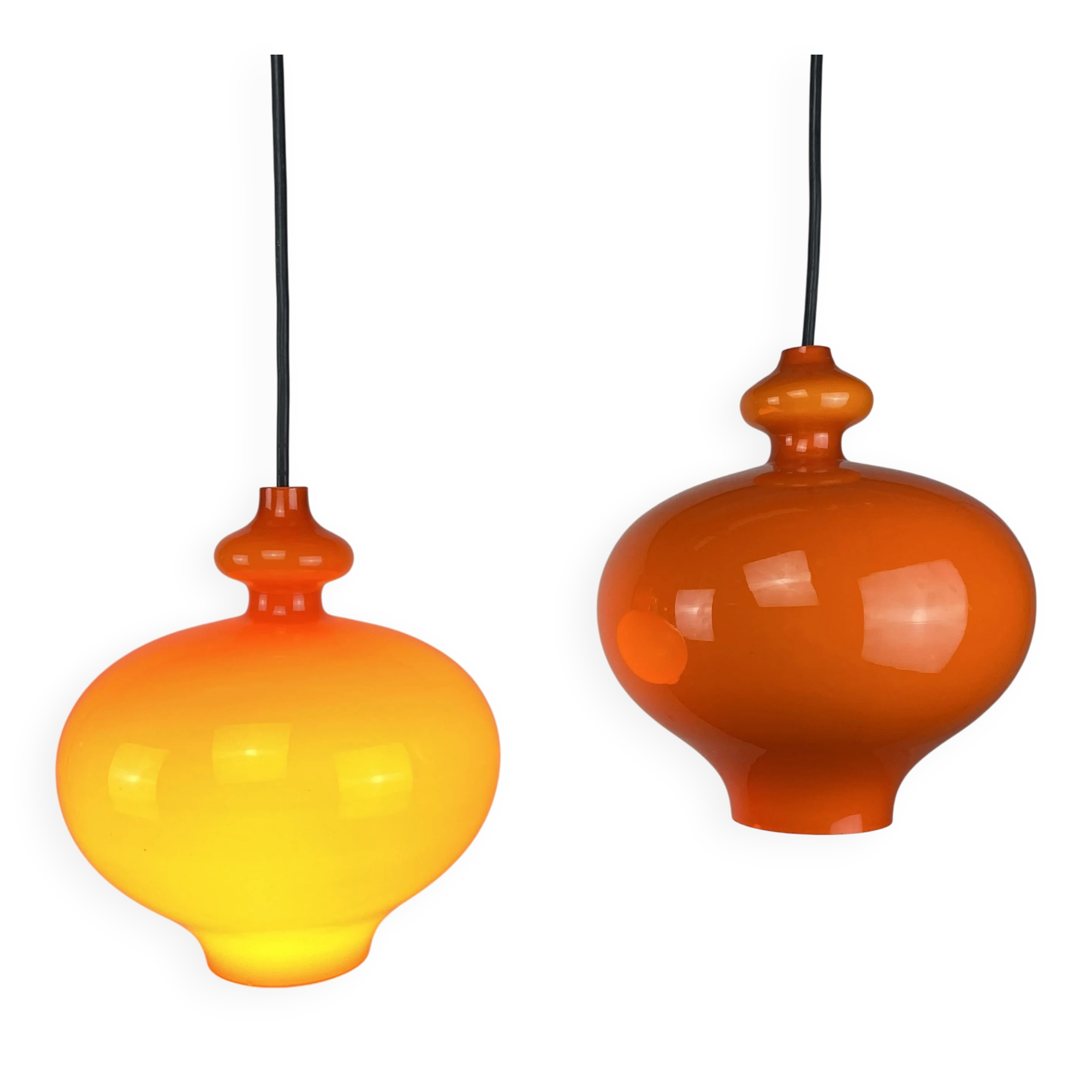 Orange glass suspension light Swedish Oplight by Hans Agne Jakobsson for AB Markaryd