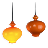 Orange glass suspension light Swedish Oplight by Hans Agne Jakobsson for AB Markaryd