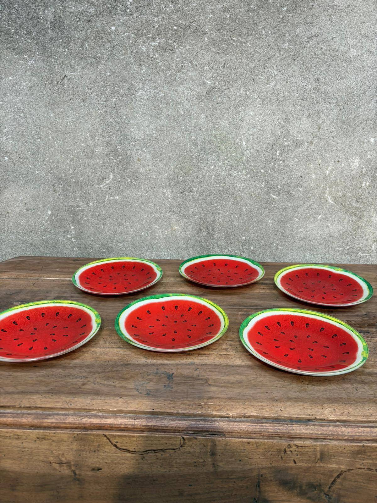 Assiette plate en verre à décor pastèque