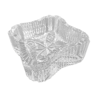 Ashtray crystal cup with patterns of massive square shape 16 cm