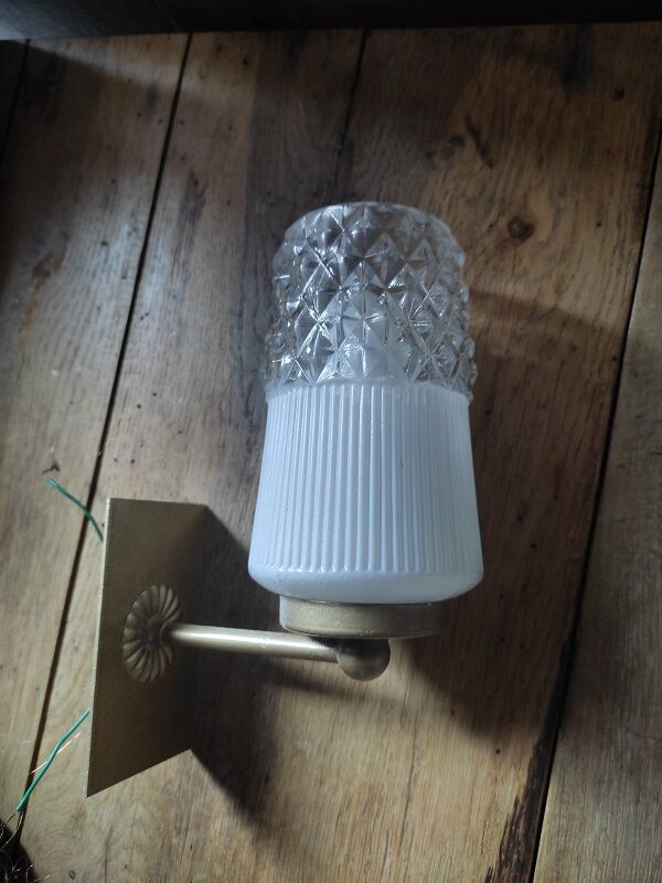 Wall lamp globe glass 2 tones support gold old vintage