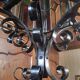 Wrought iron lantern with colored stained glass