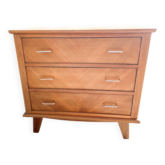 Commode à 3 tiroirs ,  pieds compas , des années 50'