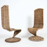 Paire de chaises sculpturales à dossier haut, années 1980, Italie