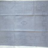 serviette de table damassée grise monogrammée RT