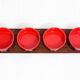 Scandinavian teak tray with 4 ceramic ramekins 1960