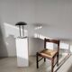 Natural wooden chair, headband backrest, mulched seat