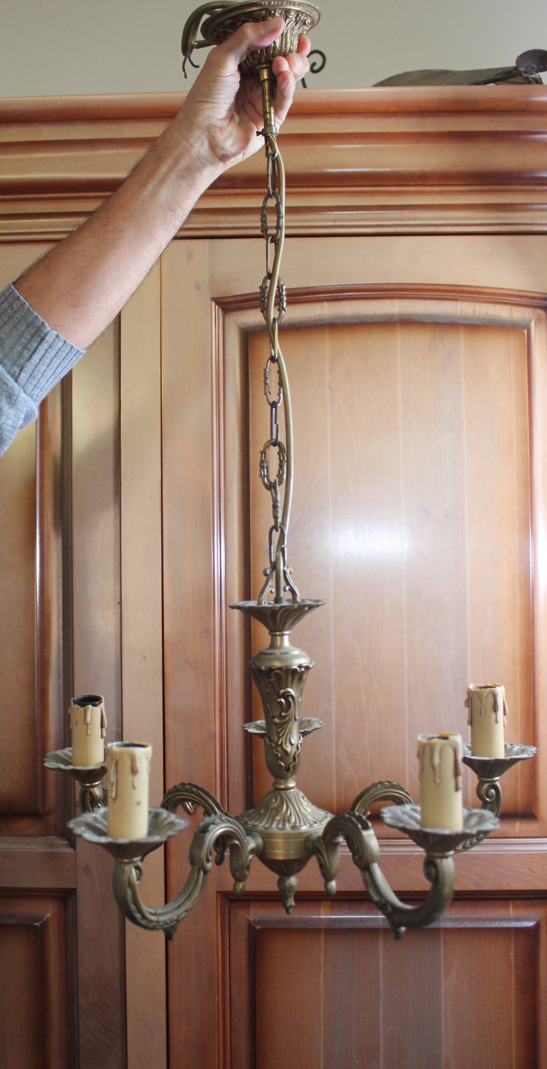5-branch bronze chandelier