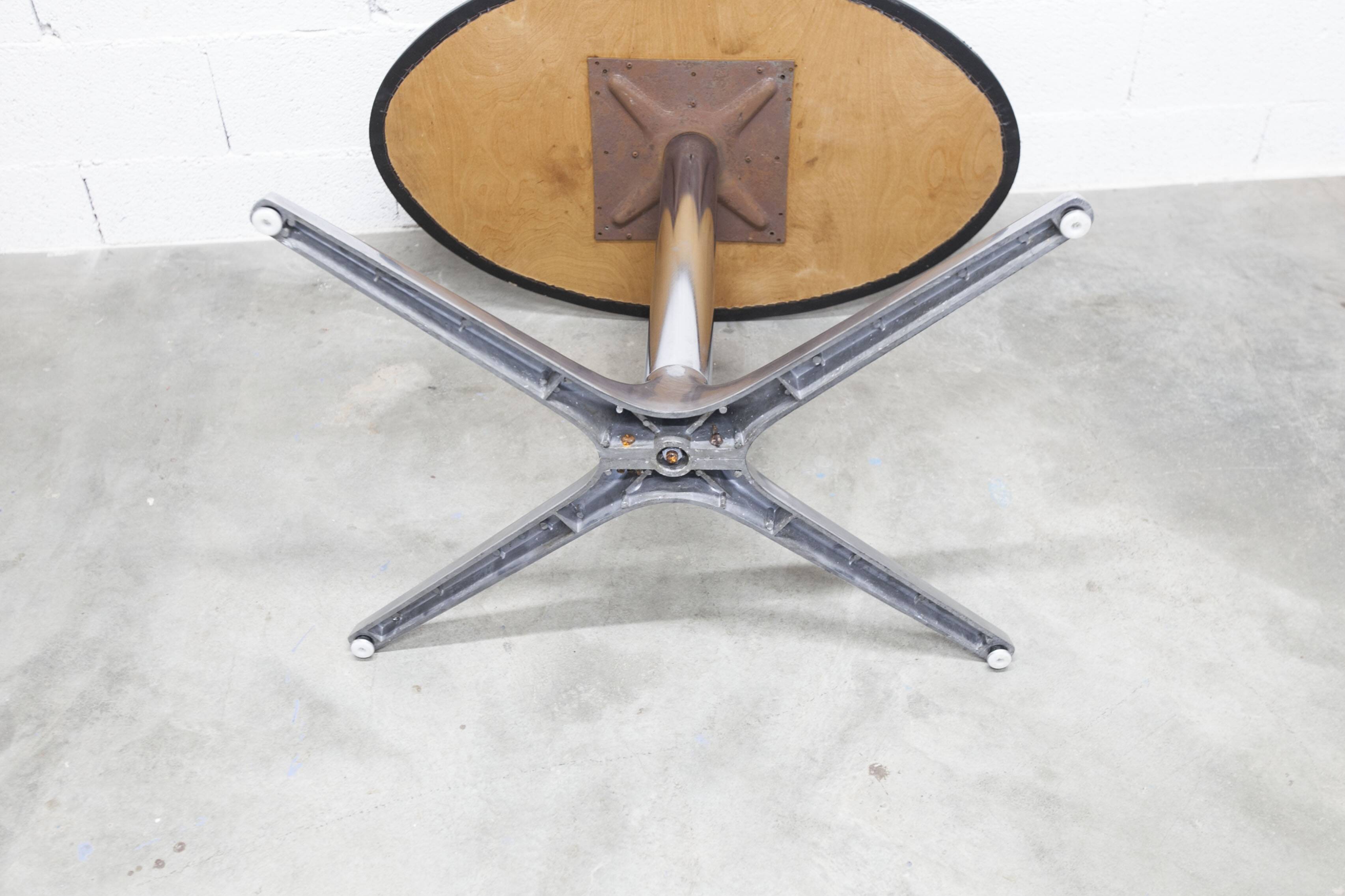 Roche Bobois oval table 1970 smoked glass chrome legs 152x117 cm