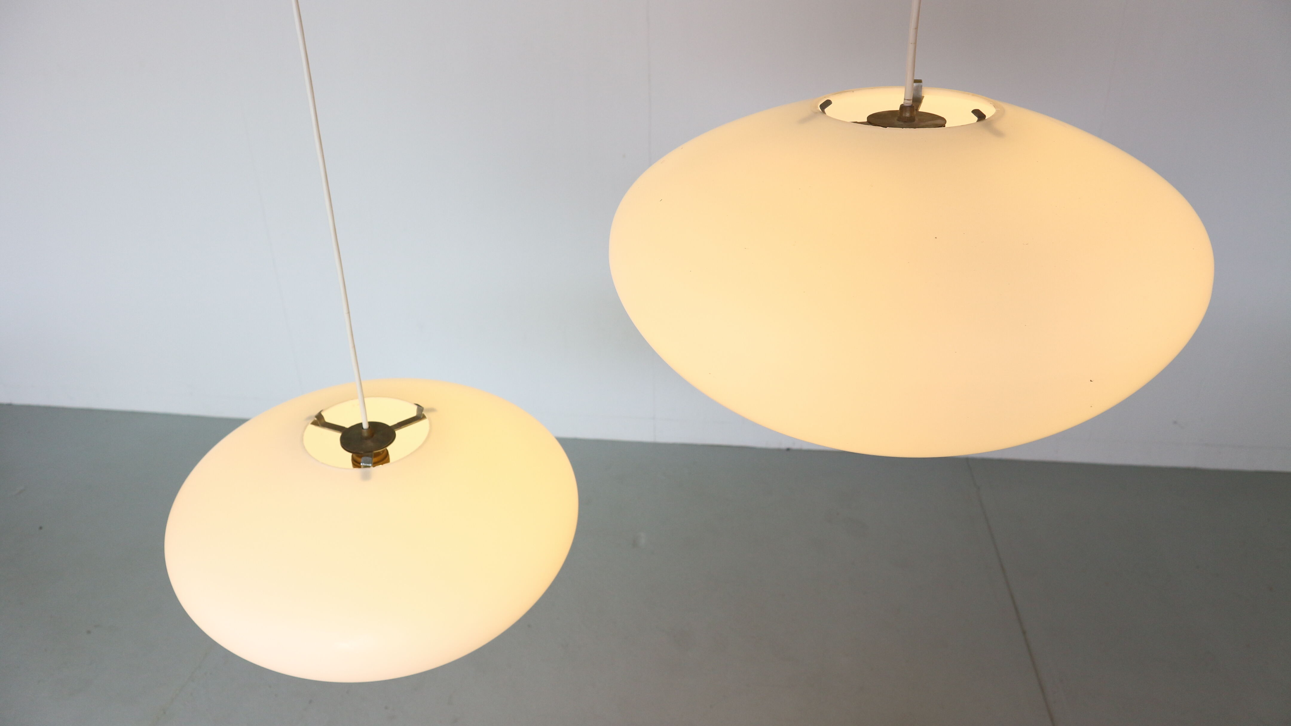 Large oval opaline glass candlestick Netherlands 1950s