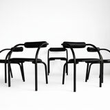 Danish design chair from the 80s, black tubular metal and faux leather.