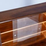 Restored Art Deco Walnut Bookcase, Revived Polish, Czech, 1930s