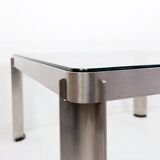 Steel and Thick Crystal Coffee Table T113 by Osvaldo Borsani for Tecno 1970s