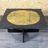 60s 70s Brutalist Coffee Table Side Table Slate Top Design