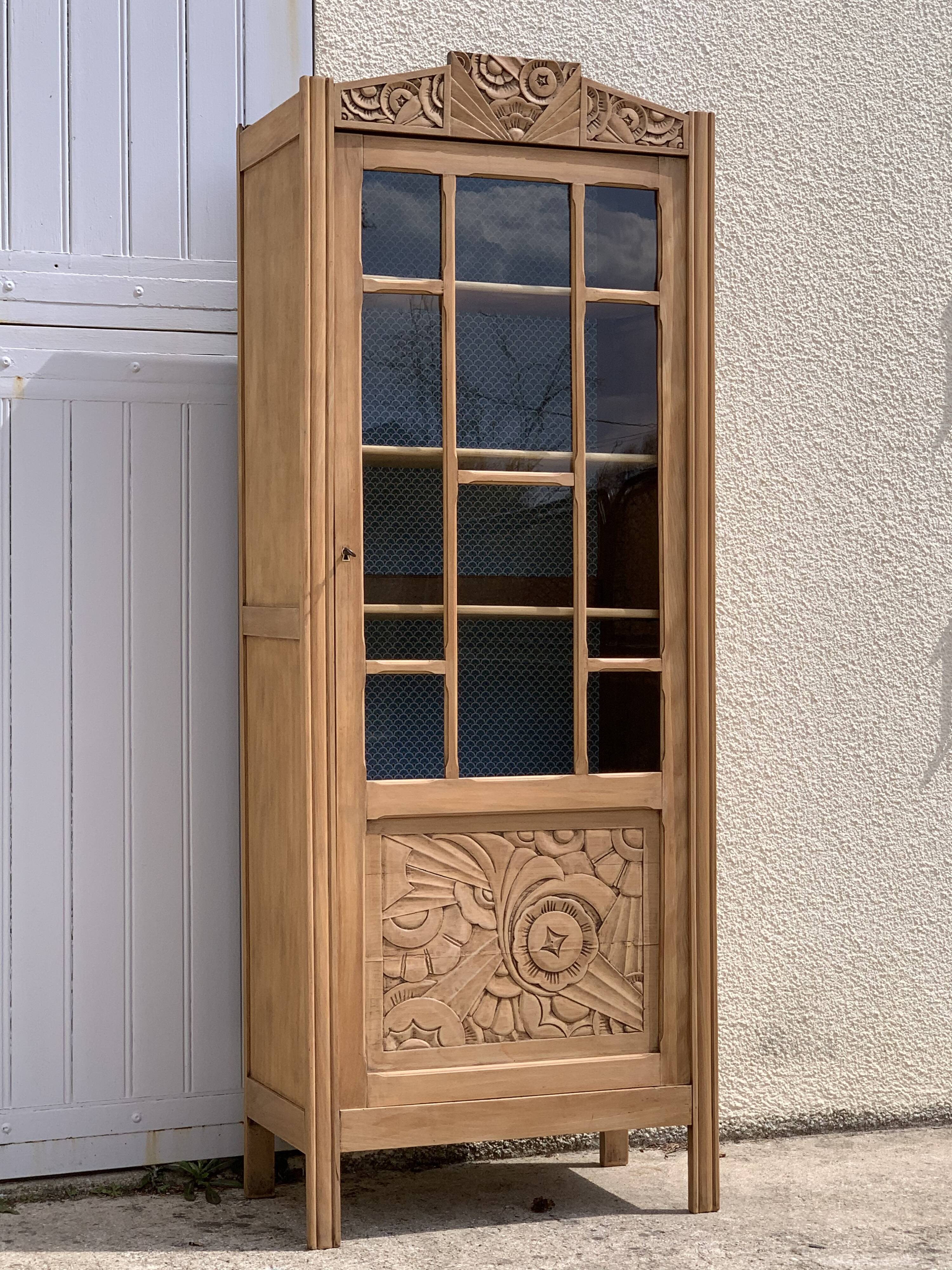 Art deco glass-glazed parisian wardrobe