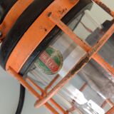 Vintage orange atrow workshop light with duralex glass