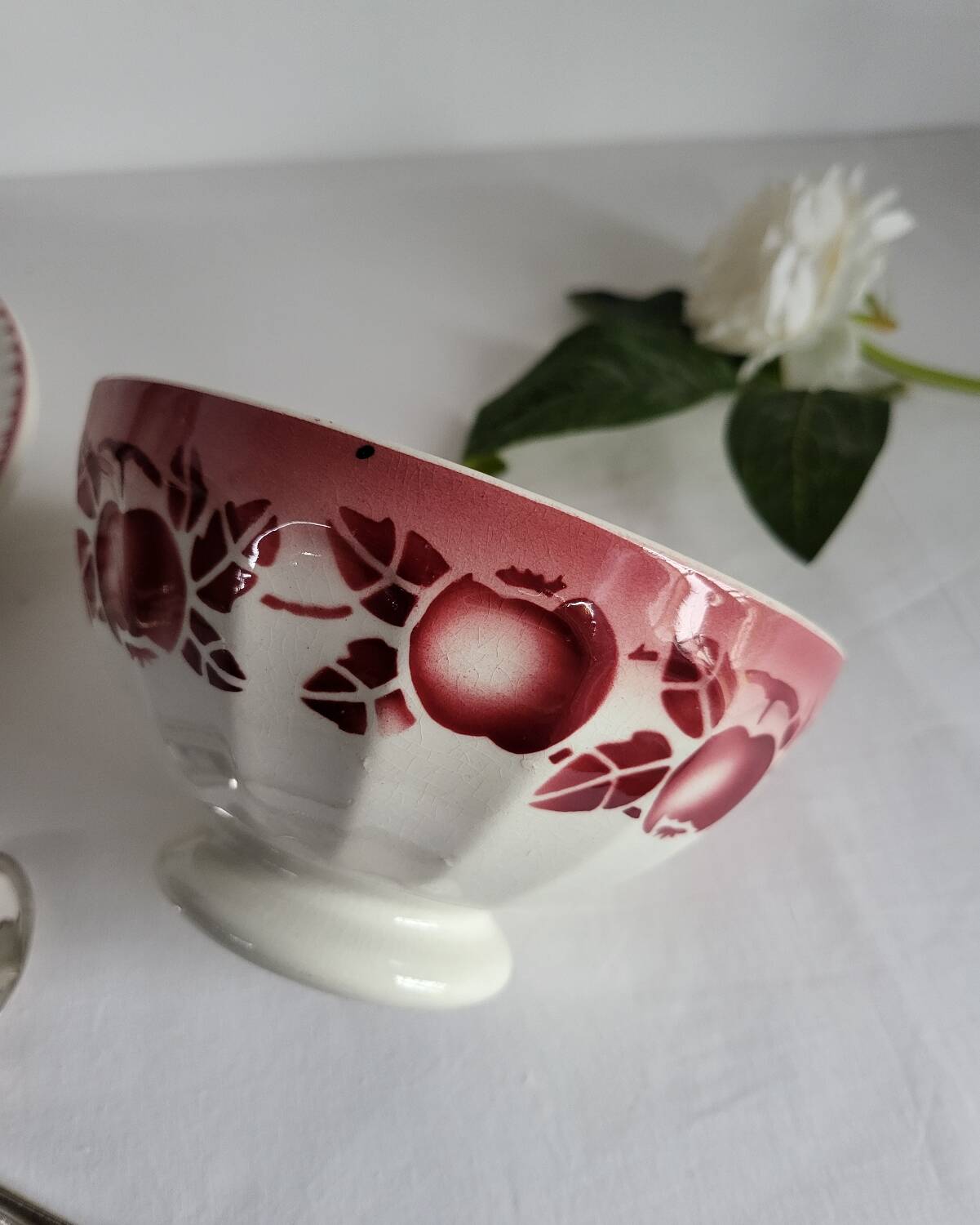 Antique faceted earthenware bowl, Digoin Badonviller