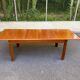 Scandinavian extendable dining table in honey-stained wood for 12 people 1990