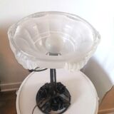 Vintage lamp frosted basin foot with floral decoration design 60s - 70s