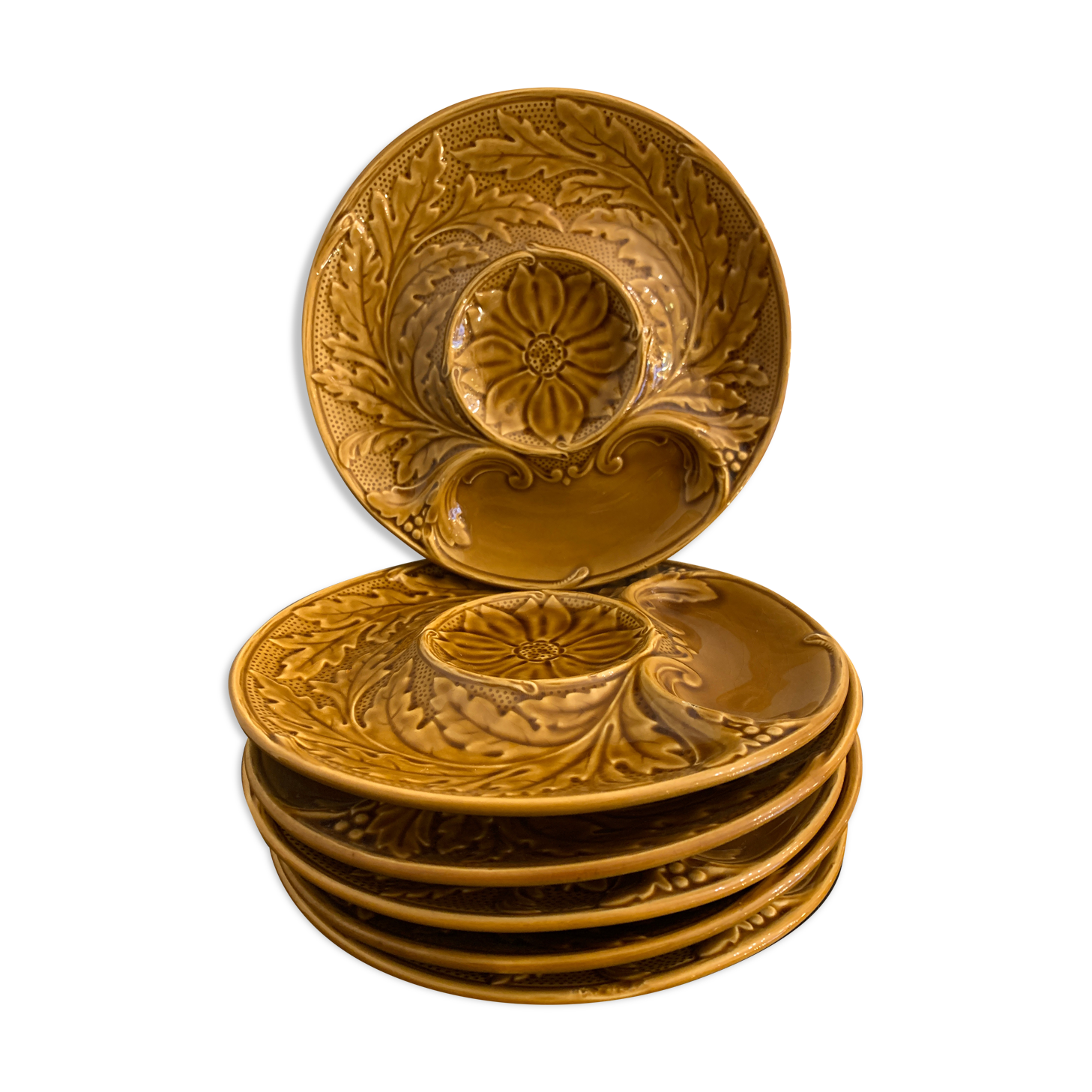 6 plates slurry for artichokes in Gien earthenware, 1960