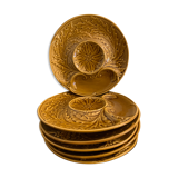 6 plates slurry for artichokes in Gien earthenware, 1960