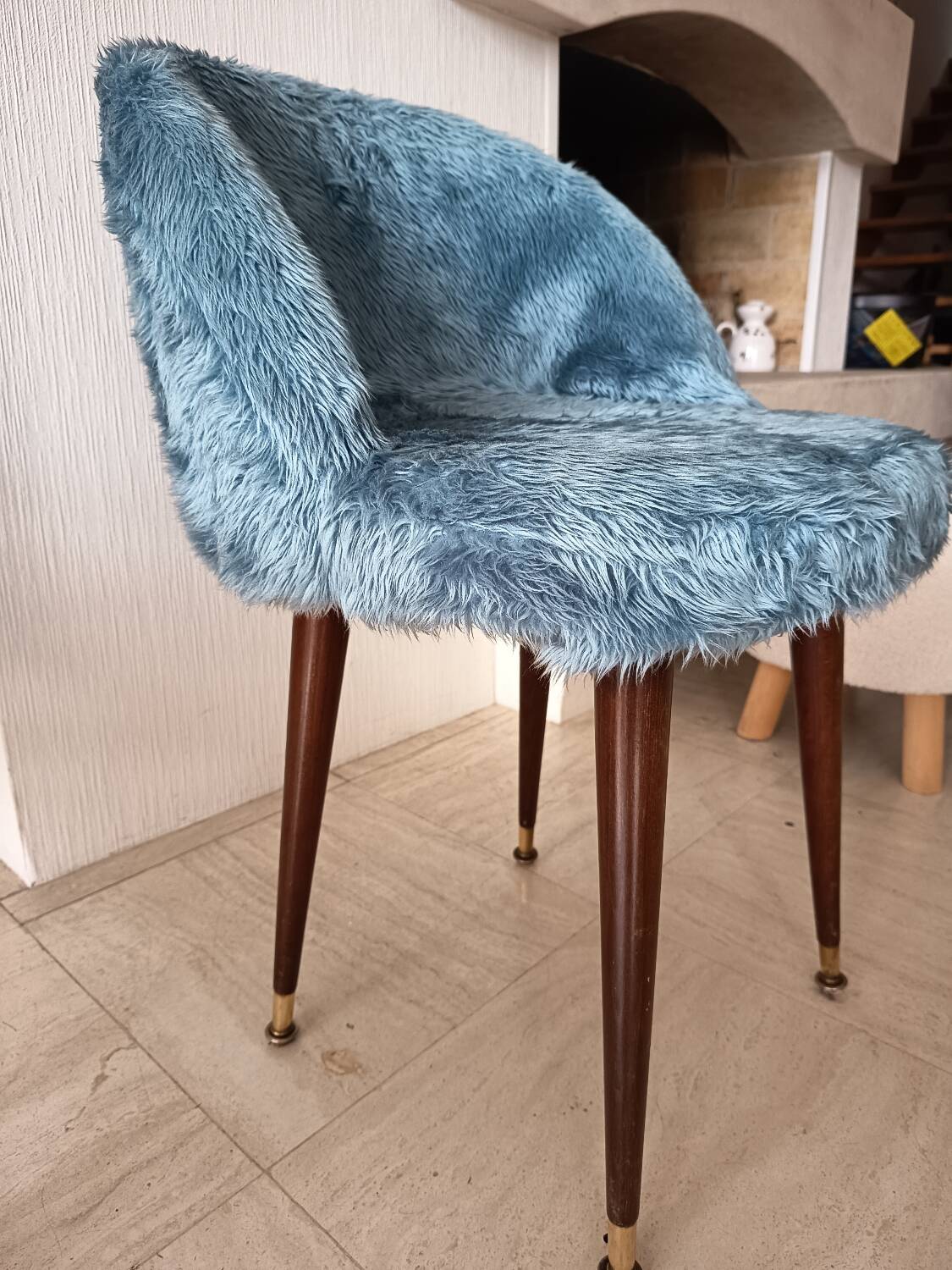Fluffy blue chair