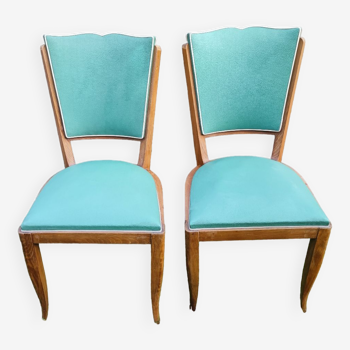 Two Art Deco Chairs with Moustache Back