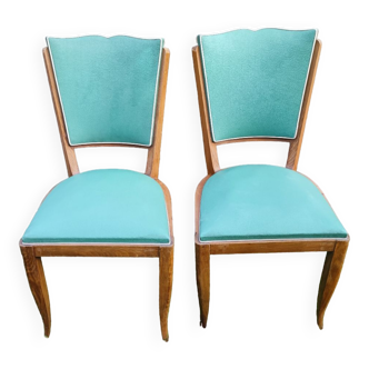 Two Art Deco Chairs with Moustache Back