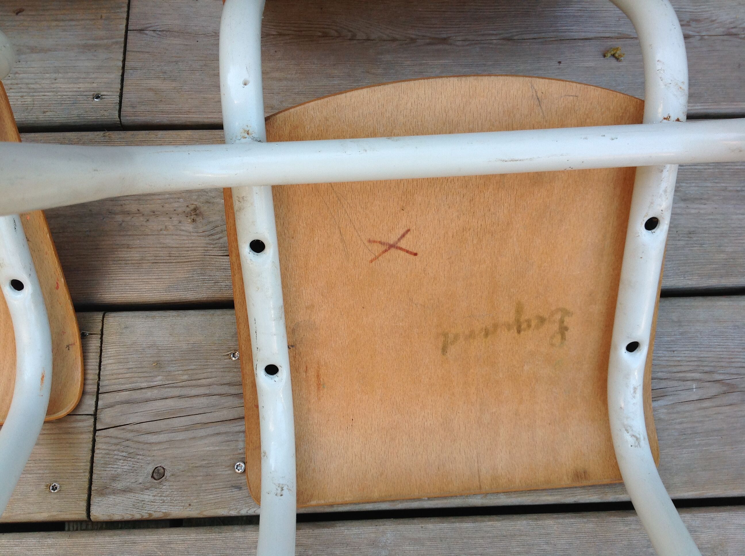 Duo of child school boy chairs