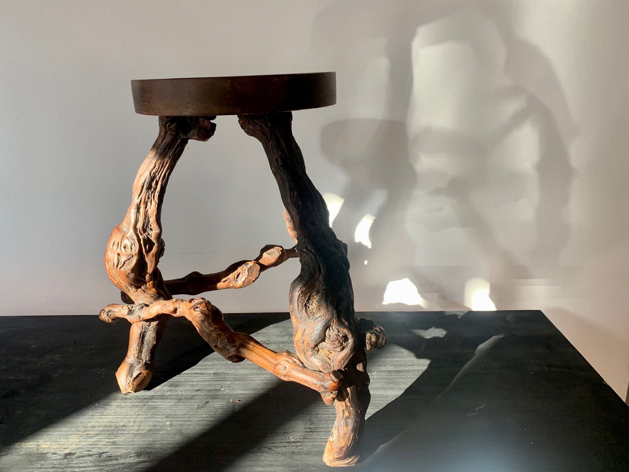 Wooden stool vine foot 50s