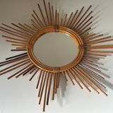 Vintage rattan sun mirror 60 years