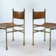 Set of 4 Brass and Leather Chairs by Luciano Frigerio, Italy, 1970s