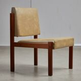 Angular, Teak Wood and Leather Chair with Copper Details, 1970s
