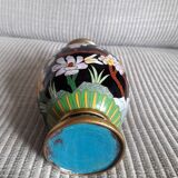 Vintage cloisonné enamel vase with floral and bird decoration