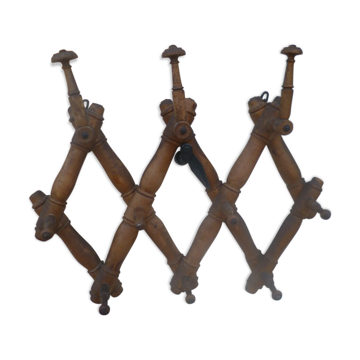 Patère porte manteau bois imitation bambou accordéon 1900