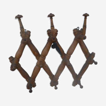 Patère porte manteau bois imitation bambou accordéon 1900