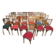 Série de 25 anciennes chaises bistrot Baumann vintage en bois courbé assis Skaï  ou bois