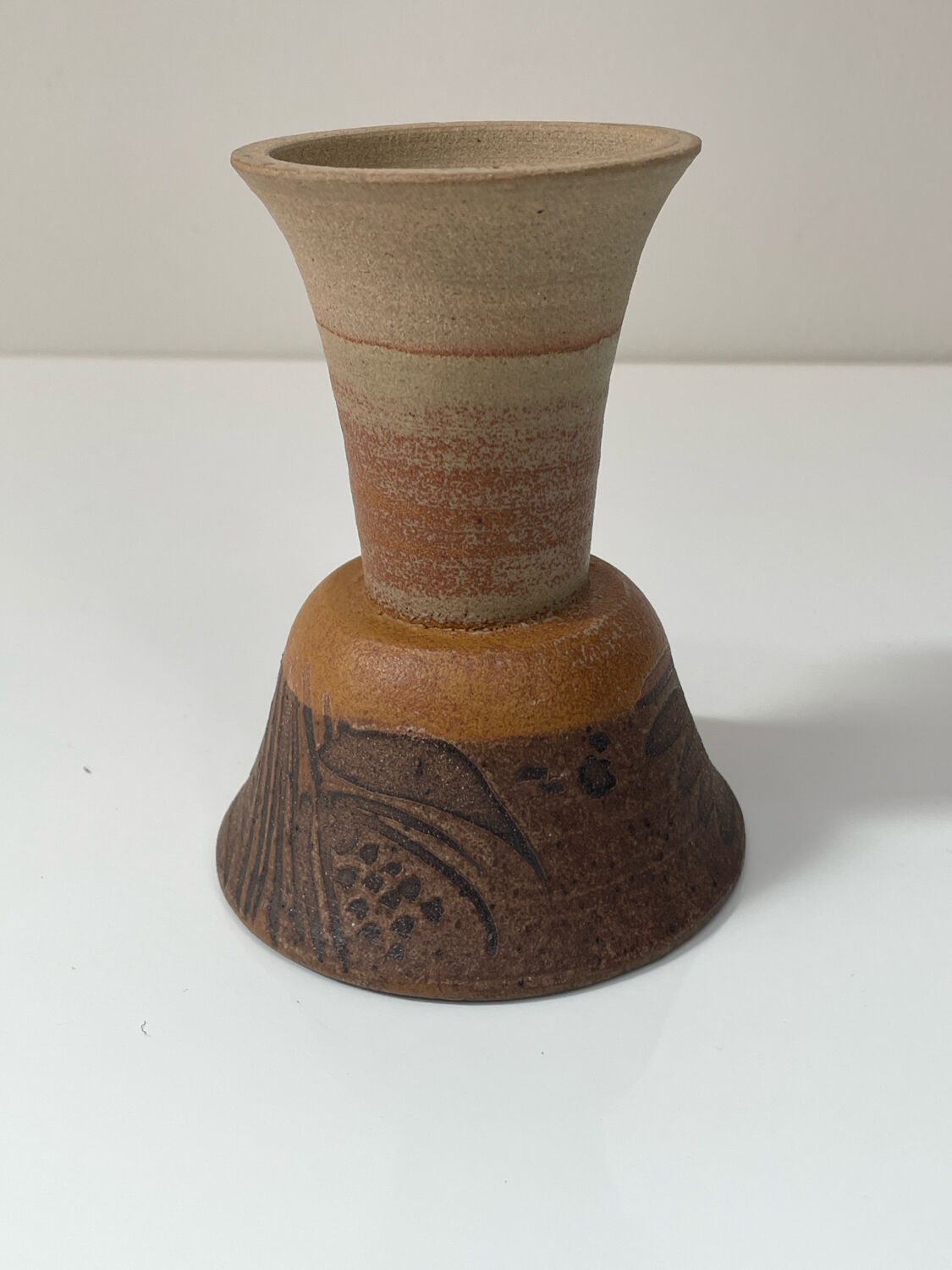 Vintage Scandinavian stoneware chalice cup, Höganäs style, 1960s.