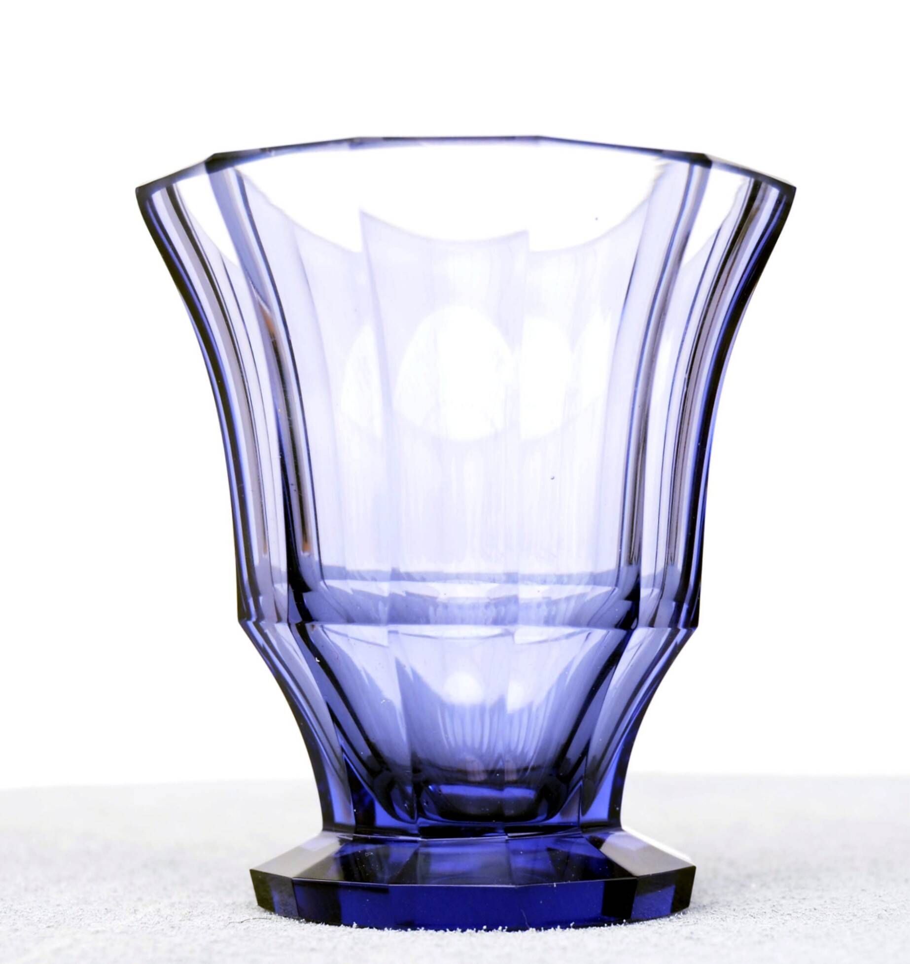 Czech Bohemian Hand Painted Amethist Crystal Goblet or Vase by Moser