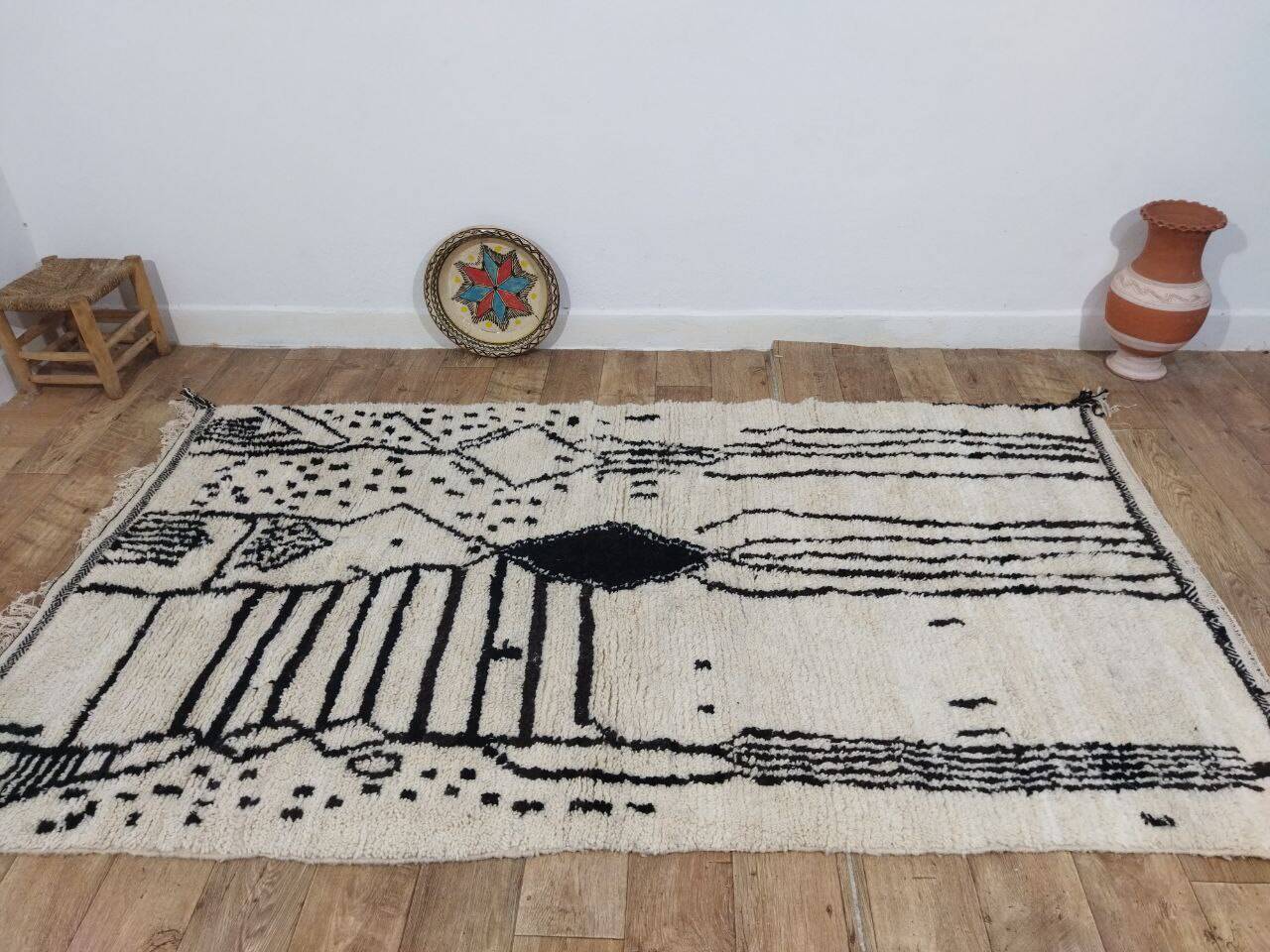 Handmade wool Berber rug 240 X 140 CM