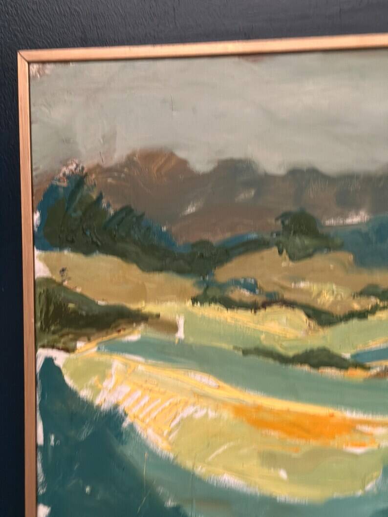 Swedish Oil on Panel “Landscape” by Lars Stocks,Framed & Vintage 77 × 57 cm
