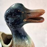 Zoomorphic pitcher barbotine Saint Clément Mallard Duck A028