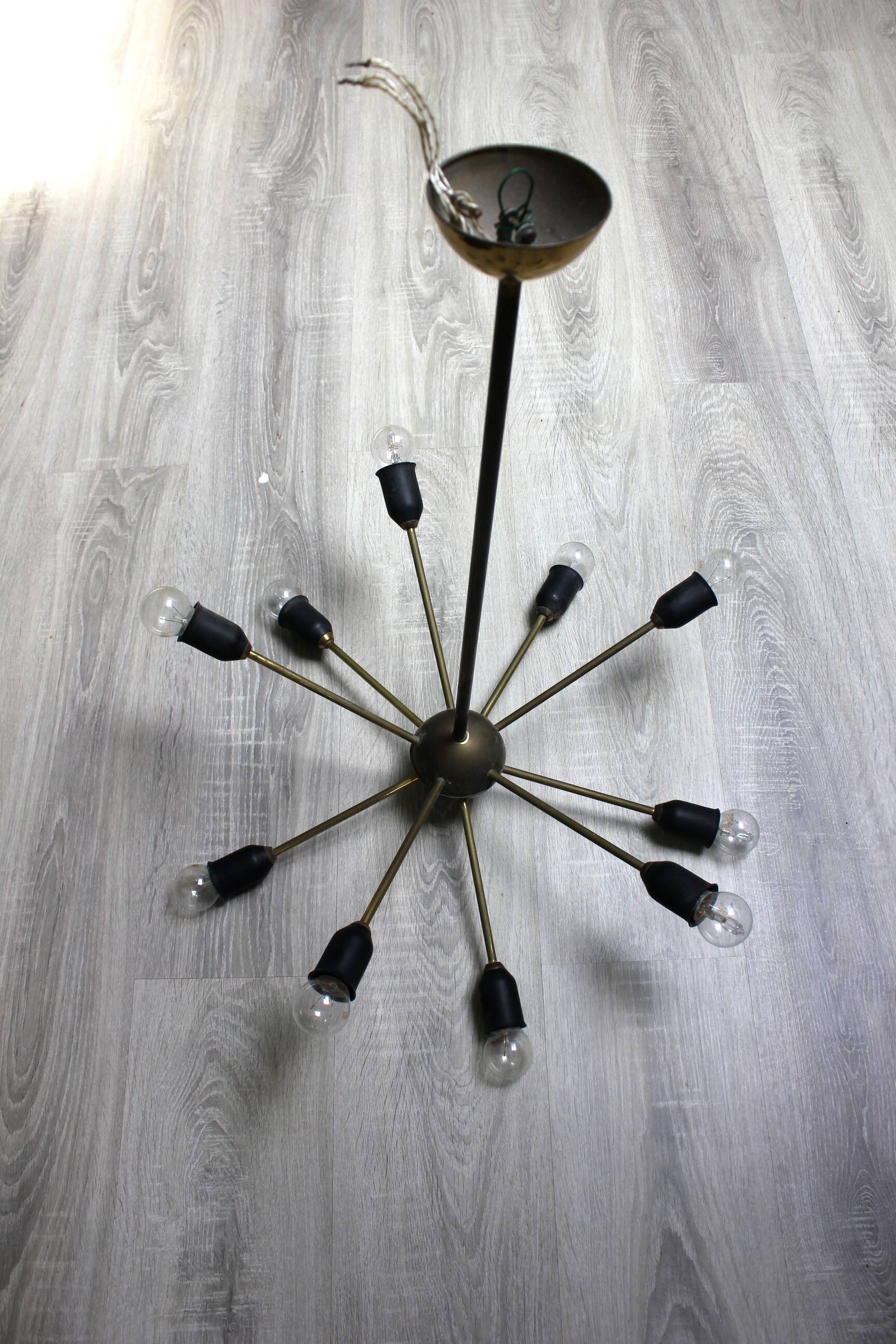 Lustre suspension Spoutnik vintage année 60 doré space age