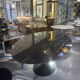 Saarinen & Knoll International: Tulip table, marble marquina and black rilsan