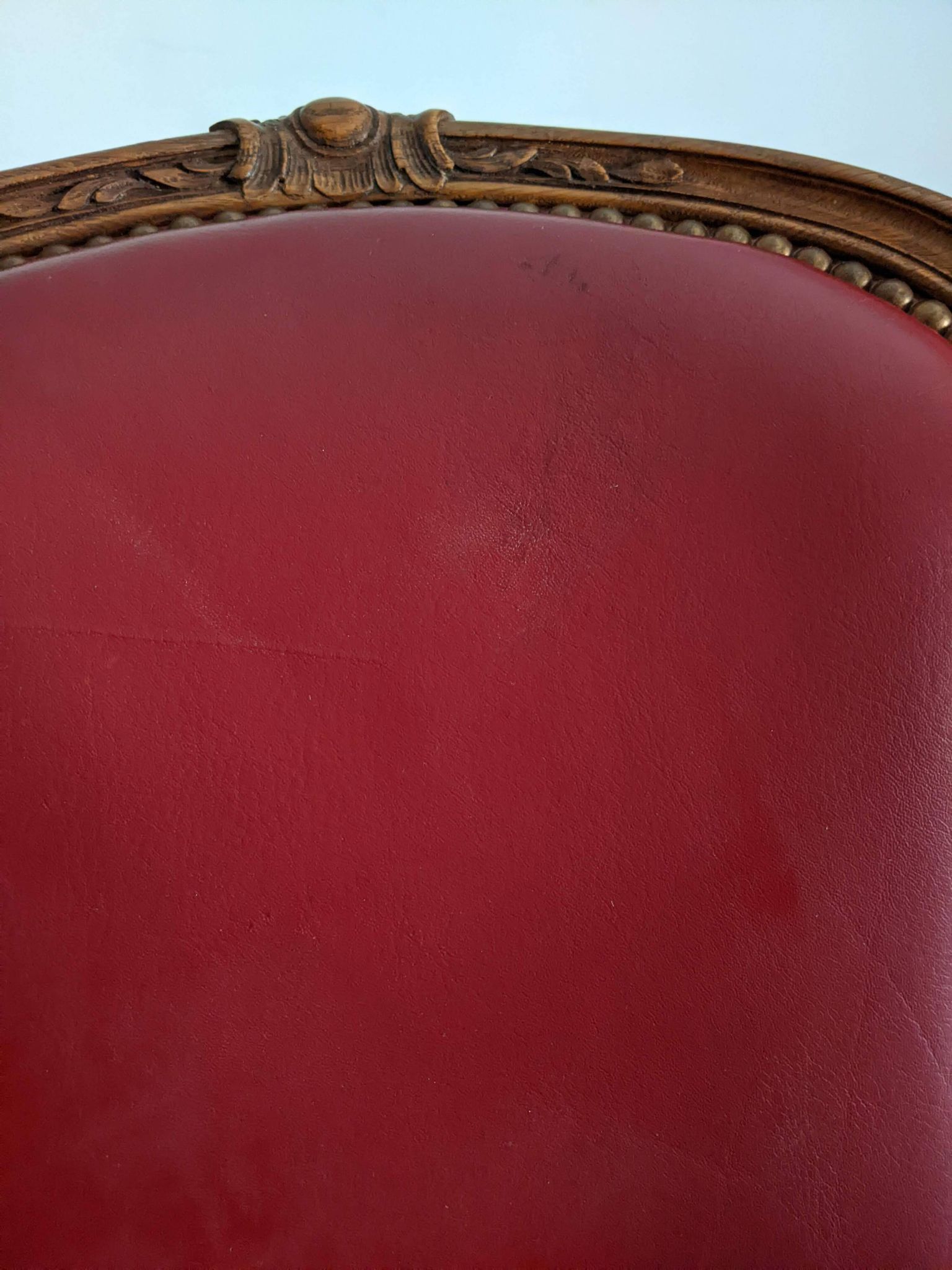 Set of Louis XV Cabriolet Chairs – Carved Wood & Bordeaux Leather