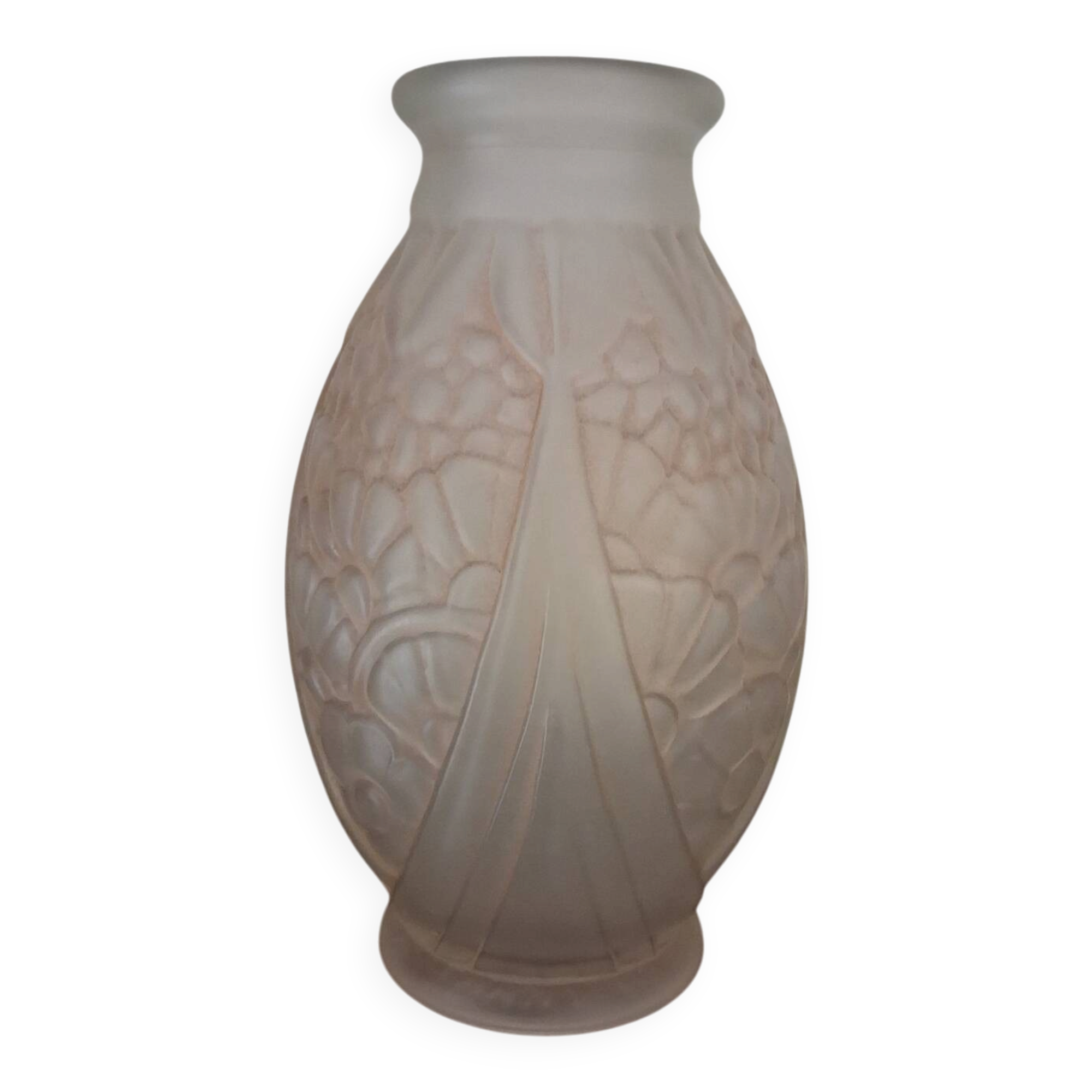 Superb art deco vase joma – frosted moulded glass – 1930s – very b