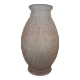 Superb art deco vase joma – frosted moulded glass – 1930s – very b