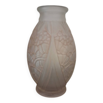 Superbe vase art déco joma – verre moulé dépoli – années 1930 – très b